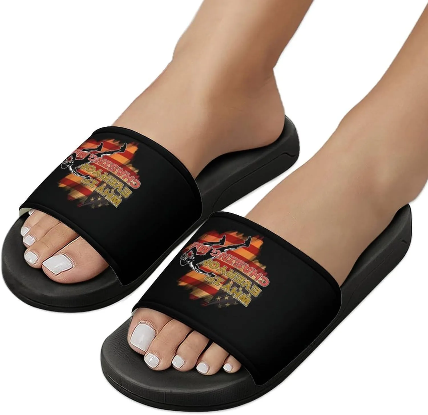 American Flag Track And Field Slippers Shower Slipper In-Door Slipper Quick Drying Non-Slip Bathroom Pool Woman Man PVC