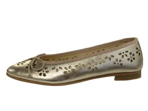 Andanines  Gold Cut Out Flower Ballet Flat 251346