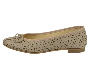 Andanines  Taupe Perforated Ballet Flat 251351