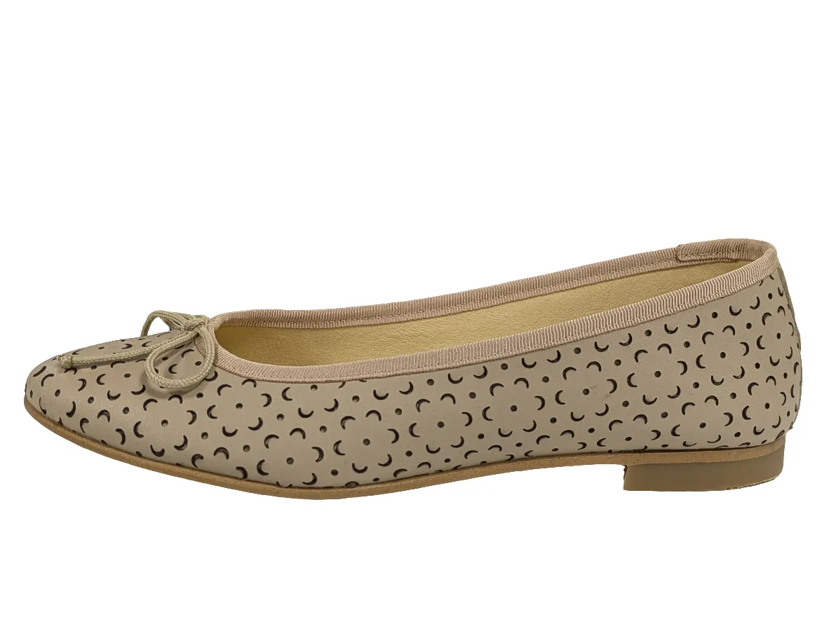 Andanines  Taupe Perforated Ballet Flat 251351