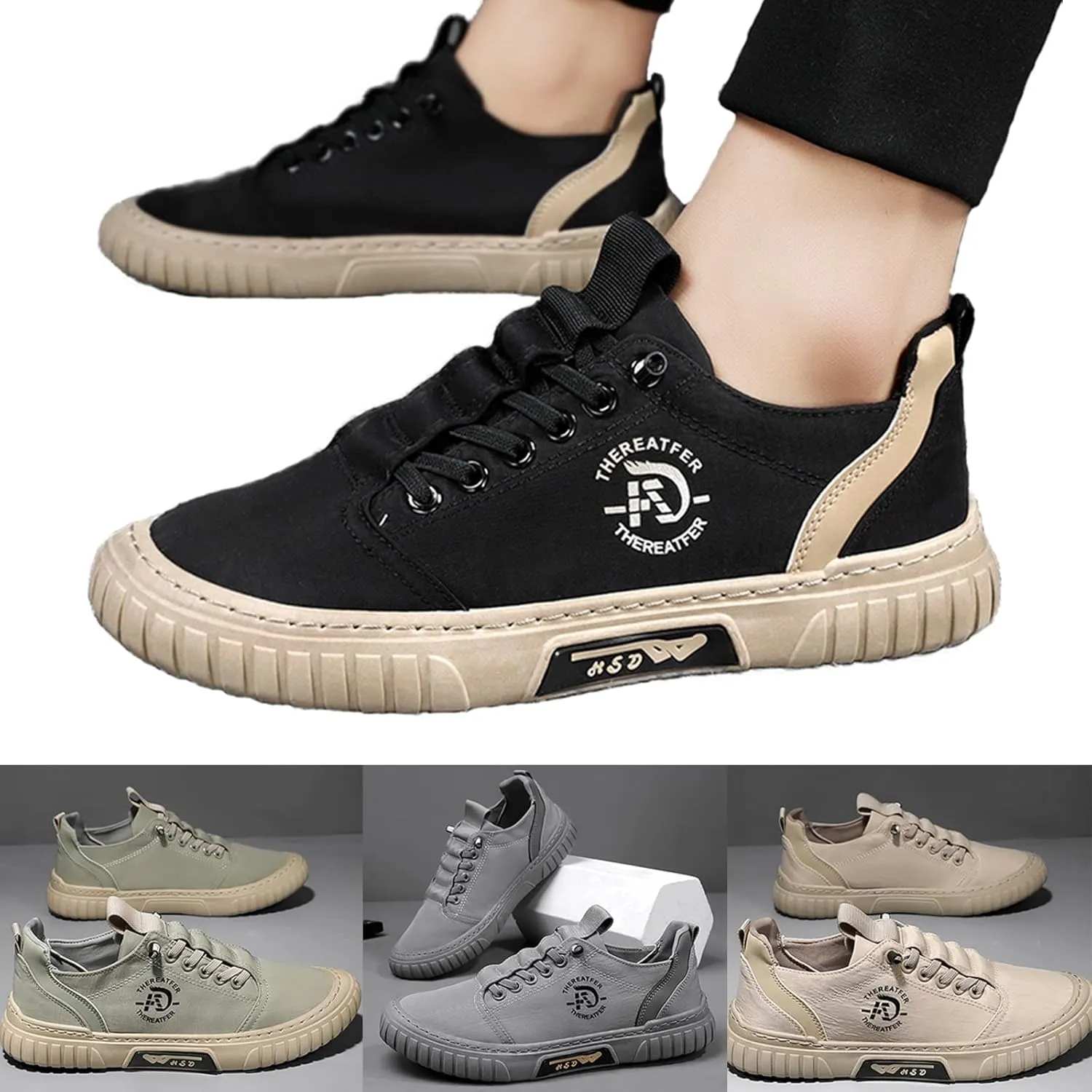 AngryMonkey Men's Outdoor Low Top Hopomart Sport Shoes, Non-Slip Lightweight Breathable Travel Casual Jogging Shoe