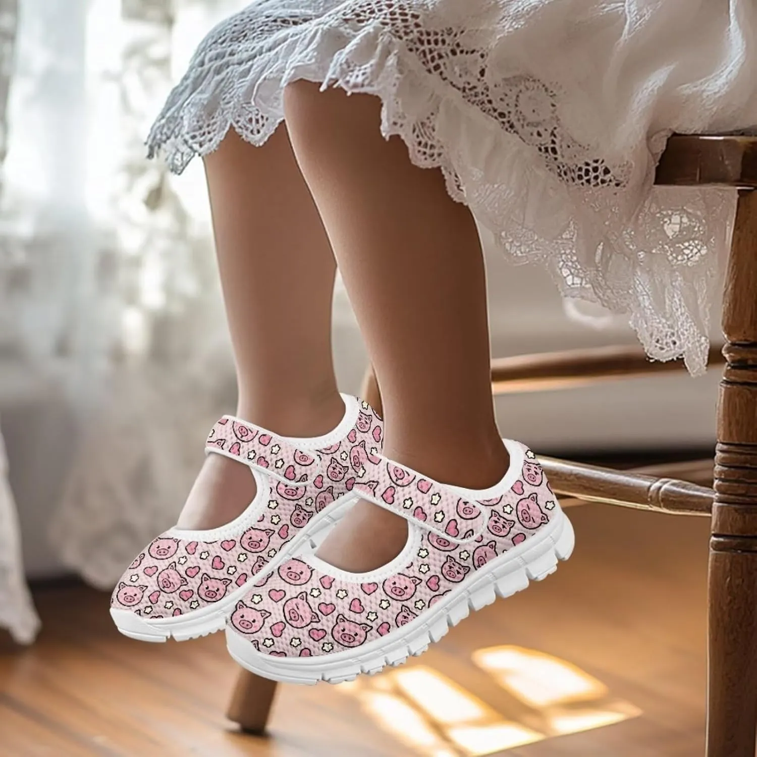 Animal Print Mary Jane for Girls Slip On Casual Outdoor School Sports Shoes Lightweight Flat Walking Sneaker