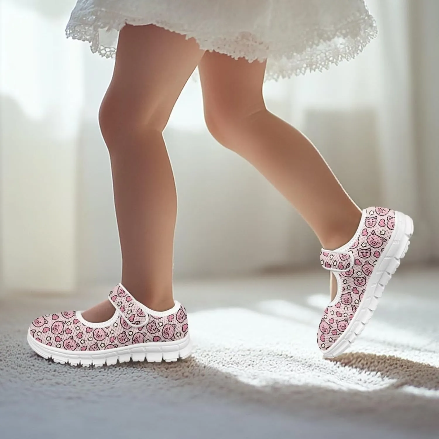 Animal Print Mary Jane for Girls Slip On Casual Outdoor School Sports Shoes Lightweight Flat Walking Sneaker