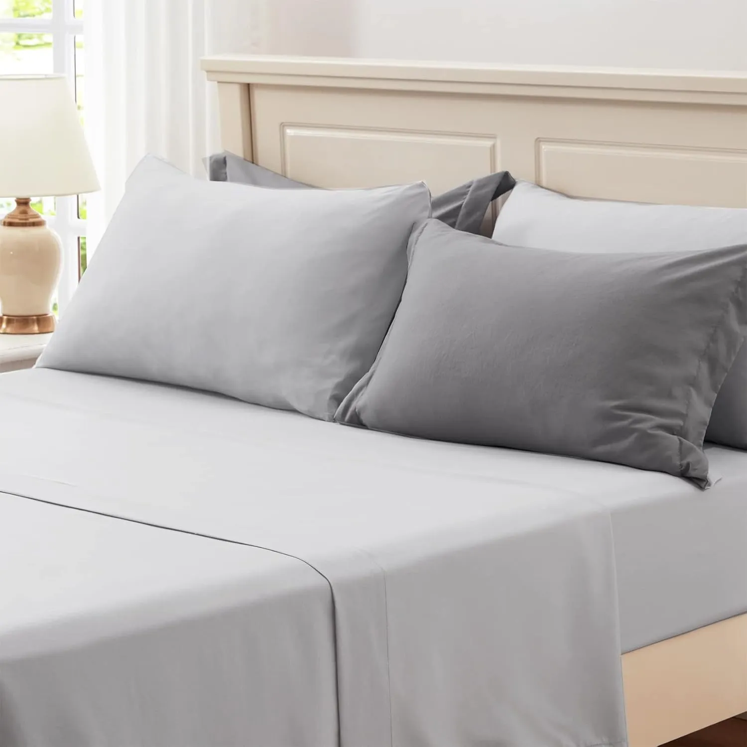 Anluoer Queen Size Bed in a Bag 7 Pieces, Grey Bed Comforter Set with Sheets, All Season Bedding Sets with 1 Comforter,2 Pillow Shams,2 Pillowcases, 1 Flat Sheet,1 Fitted Sheet