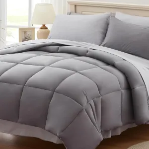 Anluoer Queen Size Bed in a Bag 7 Pieces, Grey Bed Comforter Set with Sheets, All Season Bedding Sets with 1 Comforter,2 Pillow Shams,2 Pillowcases, 1 Flat Sheet,1 Fitted Sheet