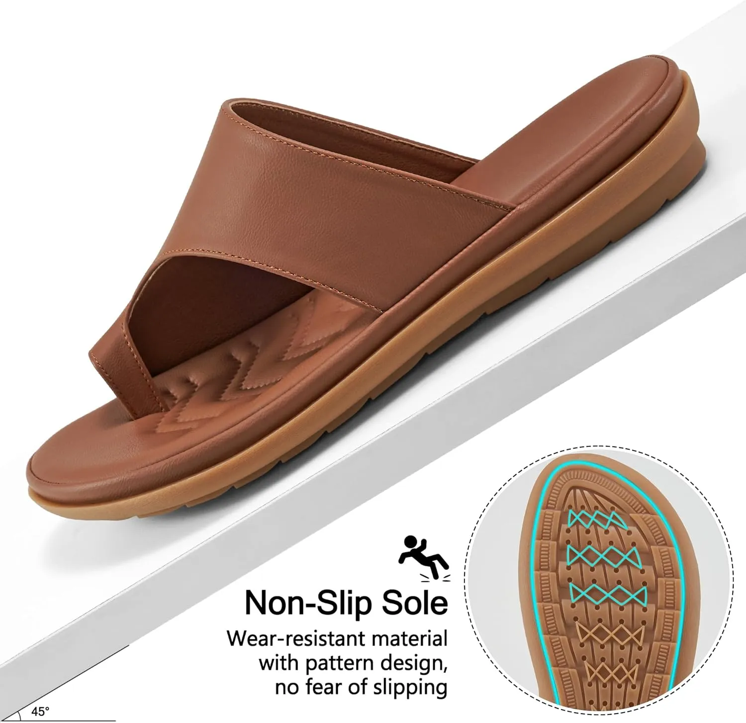 Aomigoct Orthopedic Flat Sandals for Women: Dressy Summer Flats Womens Sandals Comfortable Slip On Beach Walking Shoes