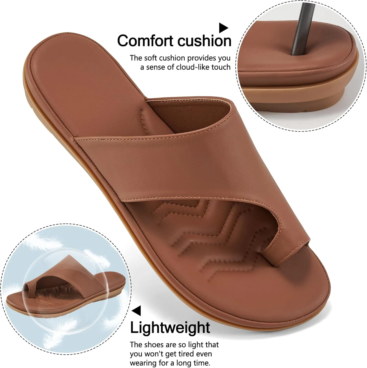 Aomigoct Orthopedic Flat Sandals for Women: Dressy Summer Flats Womens Sandals Comfortable Slip On Beach Walking Shoes
