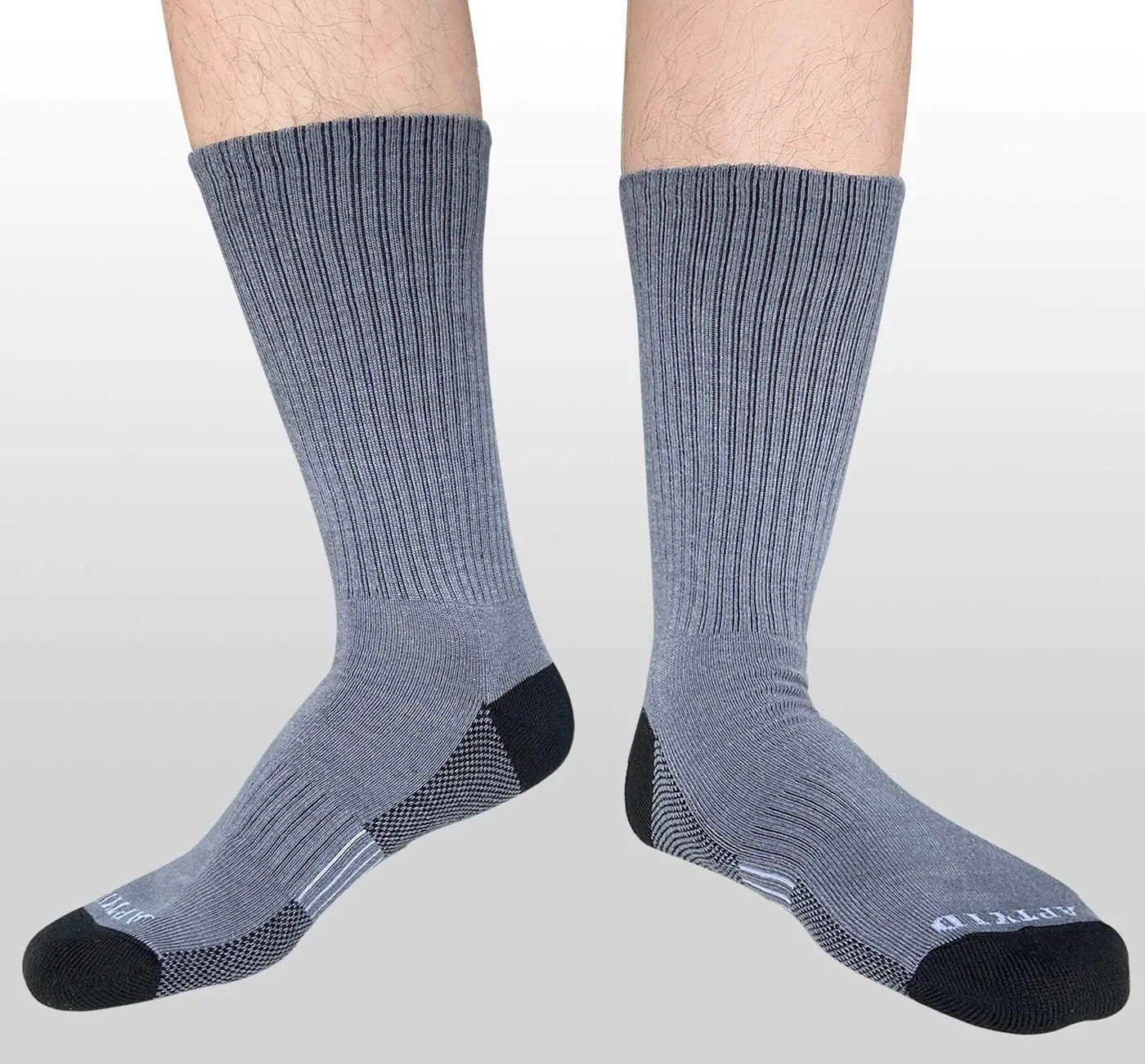 APTYID Men's Moisture Wicking Cushioned Crew Work Boot Socks (4-6 Pairs)