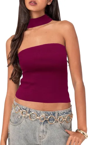 Arach&Cloz Women's Cashmere Blend Non Slip Going Out 2 in 1 Y2k Tube Tops with Scarf 2025