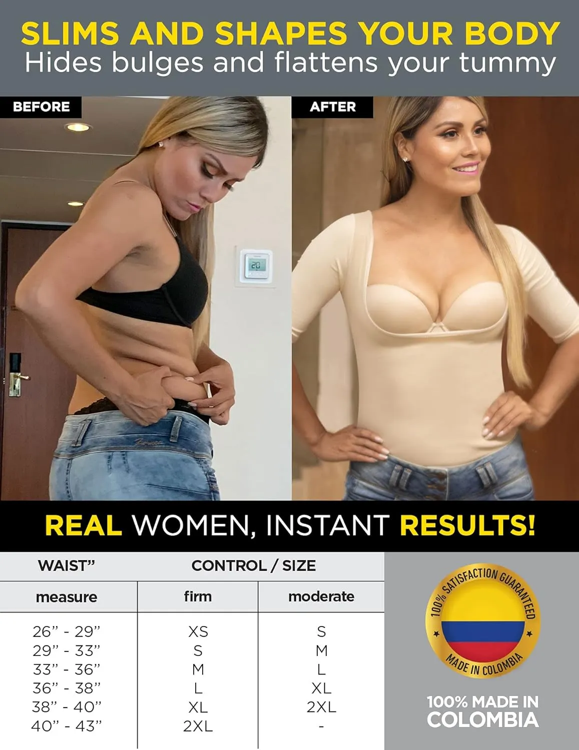 ARANZA Back Support Posture Corrector Waist Trainer Tummy Control Shapewear Top Faja Espalda