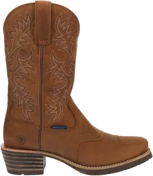 ARIAT Men's Hybrid Roughstock Square Toe Waterproof Cowboy Boot, Status Brown, 10.5 Wide