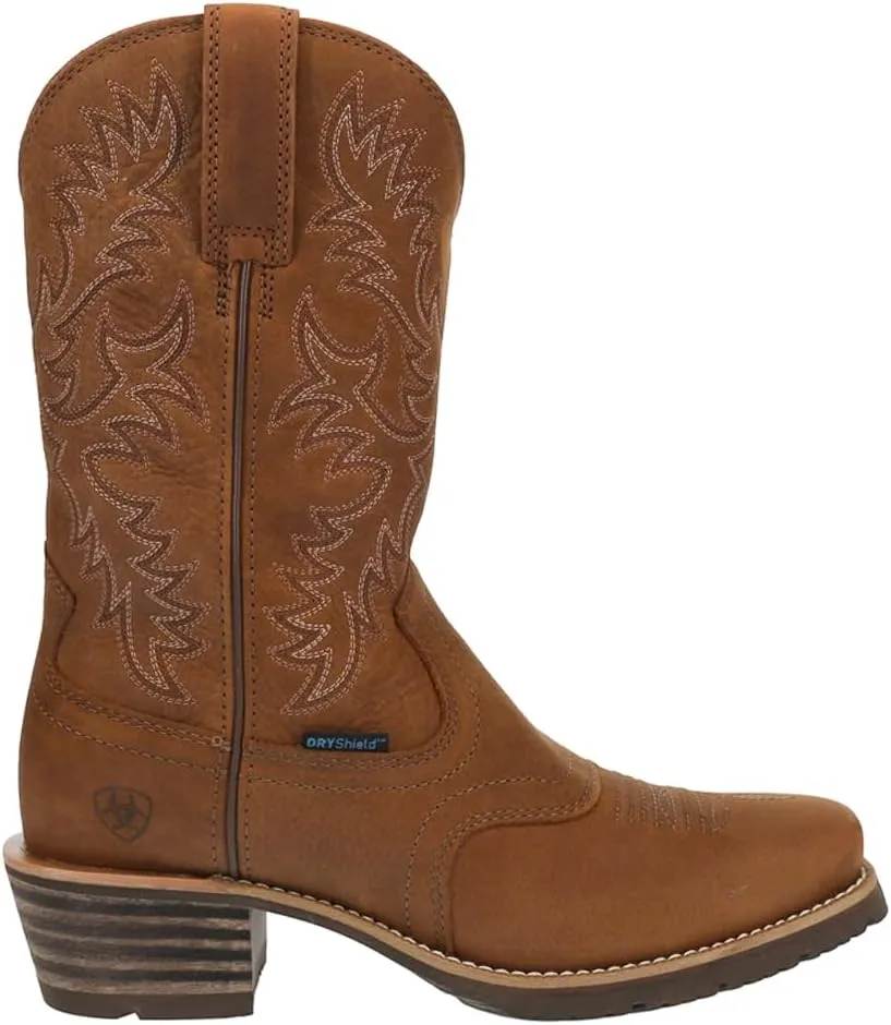 ARIAT Men's Hybrid Roughstock Square Toe Waterproof Cowboy Boot, Status Brown, 10.5 Wide