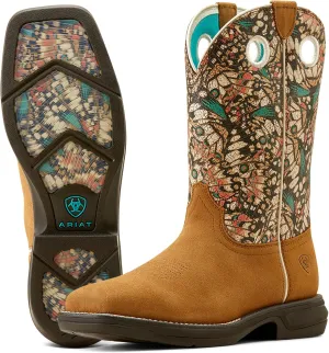 ARIAT Womens Anthem Myra Graphic Square Toe Pull On Casual Boots Ankle Low Heel 1-2" - Brown