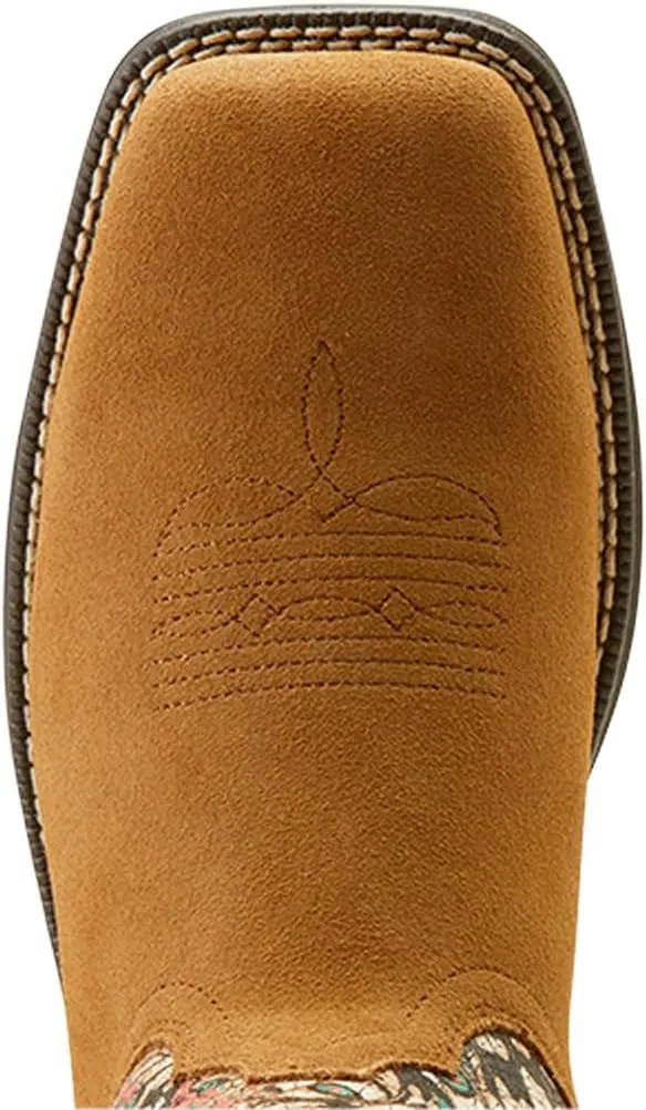 ARIAT Womens Anthem Myra Graphic Square Toe Pull On Casual Boots Ankle Low Heel 1-2" - Brown