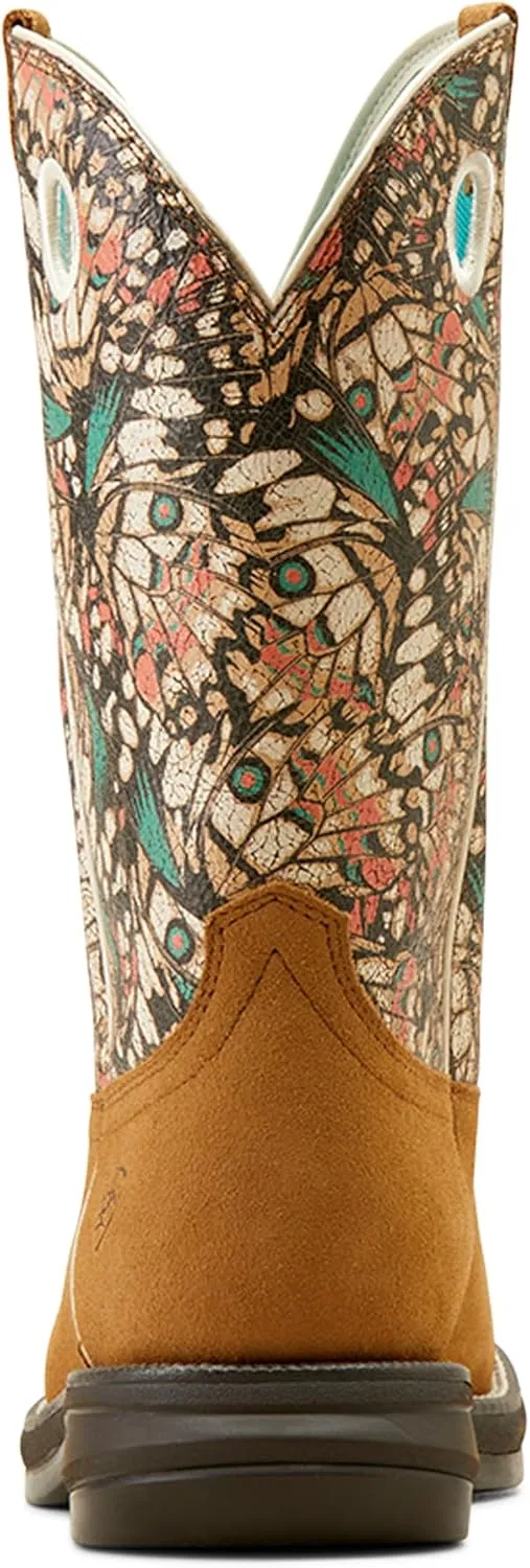 ARIAT Womens Anthem Myra Graphic Square Toe Pull On Casual Boots Ankle Low Heel 1-2" - Brown