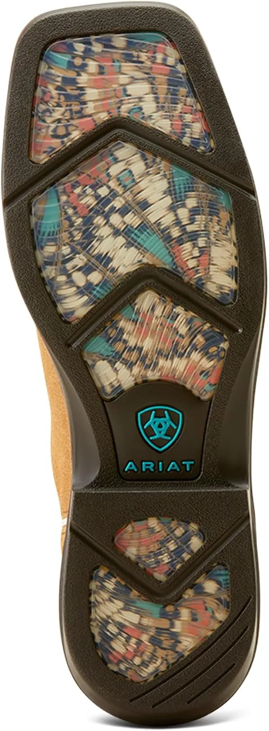 ARIAT Womens Anthem Myra Graphic Square Toe Pull On Casual Boots Ankle Low Heel 1-2" - Brown