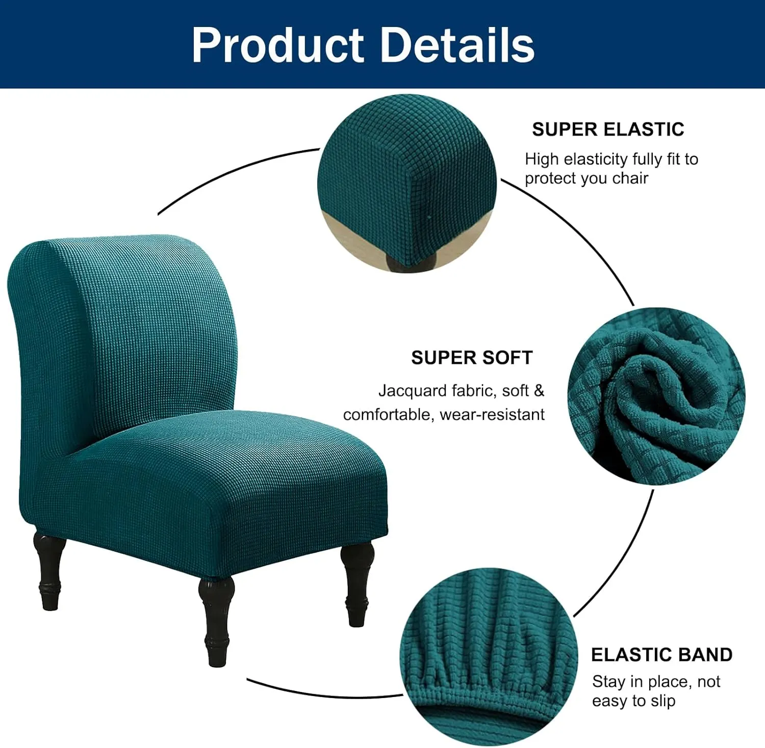 Armless Chair Covers Stretch, Slipper Chair Cover Removable Slipper Chair Cover Nonslip Furniture Protector Covers -Army Green-one Size