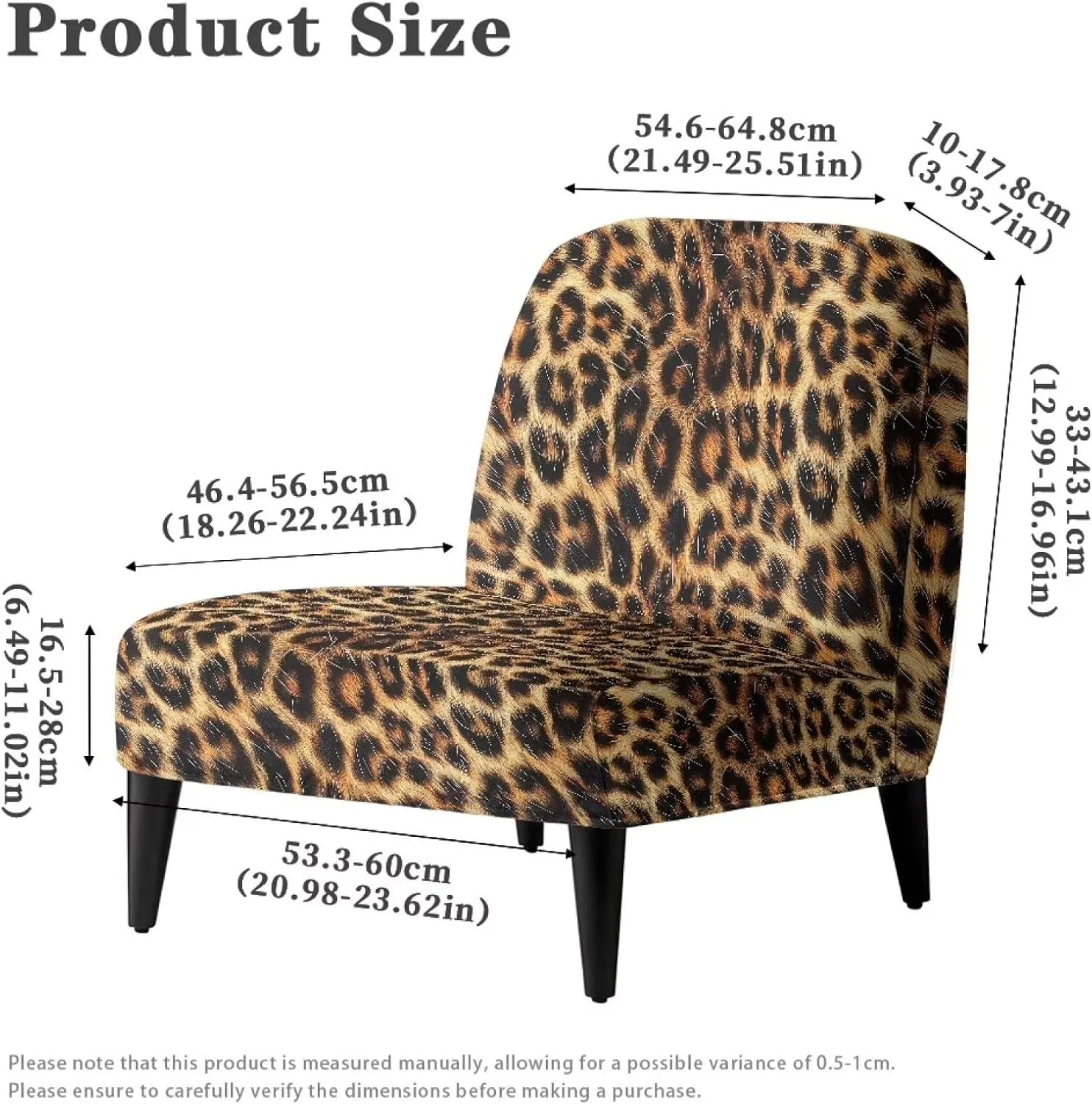Armless Couch Cover Removable Armless Accent Chair Cover Washable Slipper Chair Slipcover Stretch Spandex Chair Protector Covers Modern Home Decor, Leopard Print