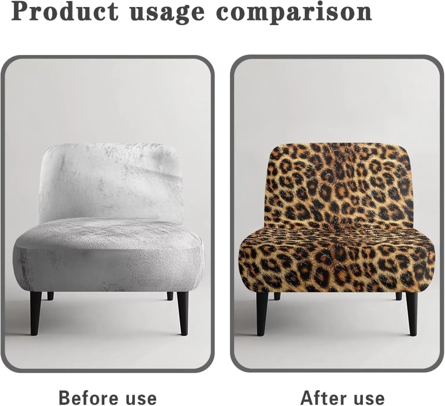 Armless Couch Cover Removable Armless Accent Chair Cover Washable Slipper Chair Slipcover Stretch Spandex Chair Protector Covers Modern Home Decor, Leopard Print