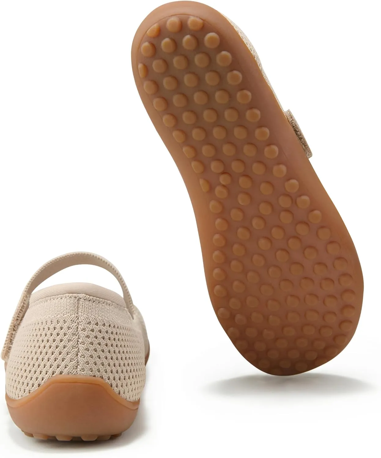 Arromic Wide Toe Box Flat Shoes Women Mary Jane Flat Shoes Comofortable Ballet Flat with Adjustable Straps Slip on Washable Knit Casual Flats