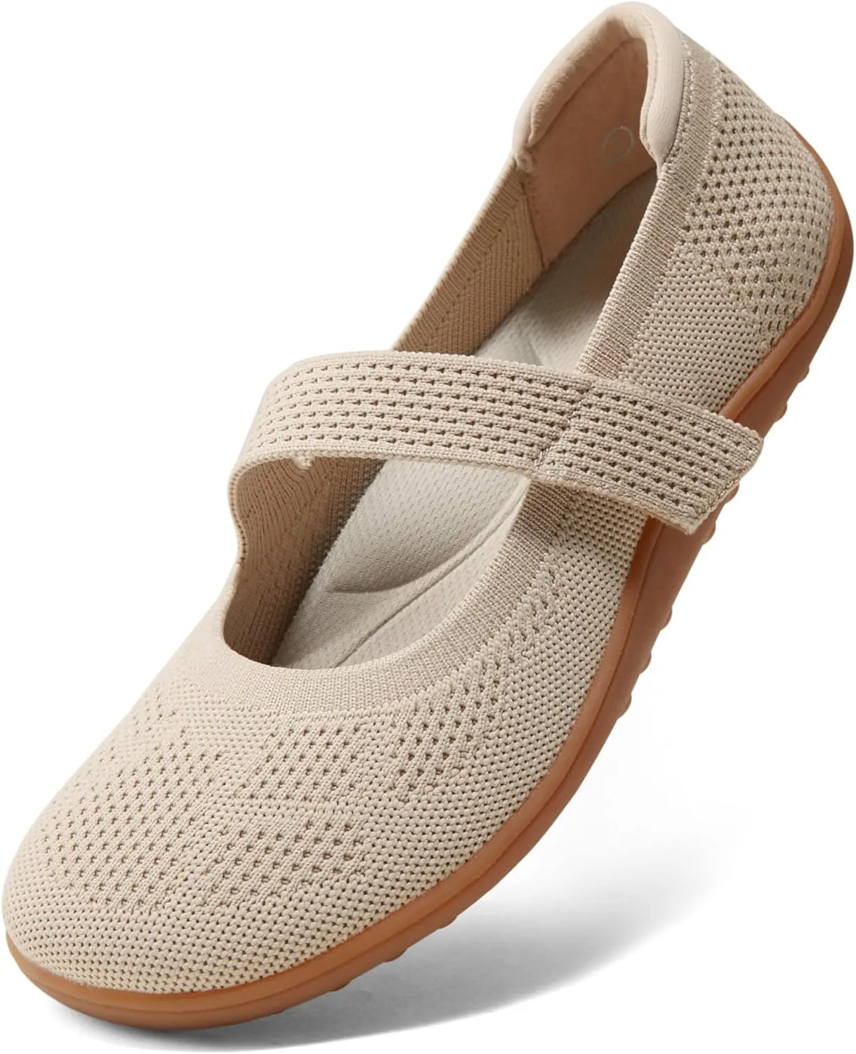 Arromic Wide Toe Box Flat Shoes Women Mary Jane Flat Shoes Comofortable Ballet Flat with Adjustable Straps Slip on Washable Knit Casual Flats