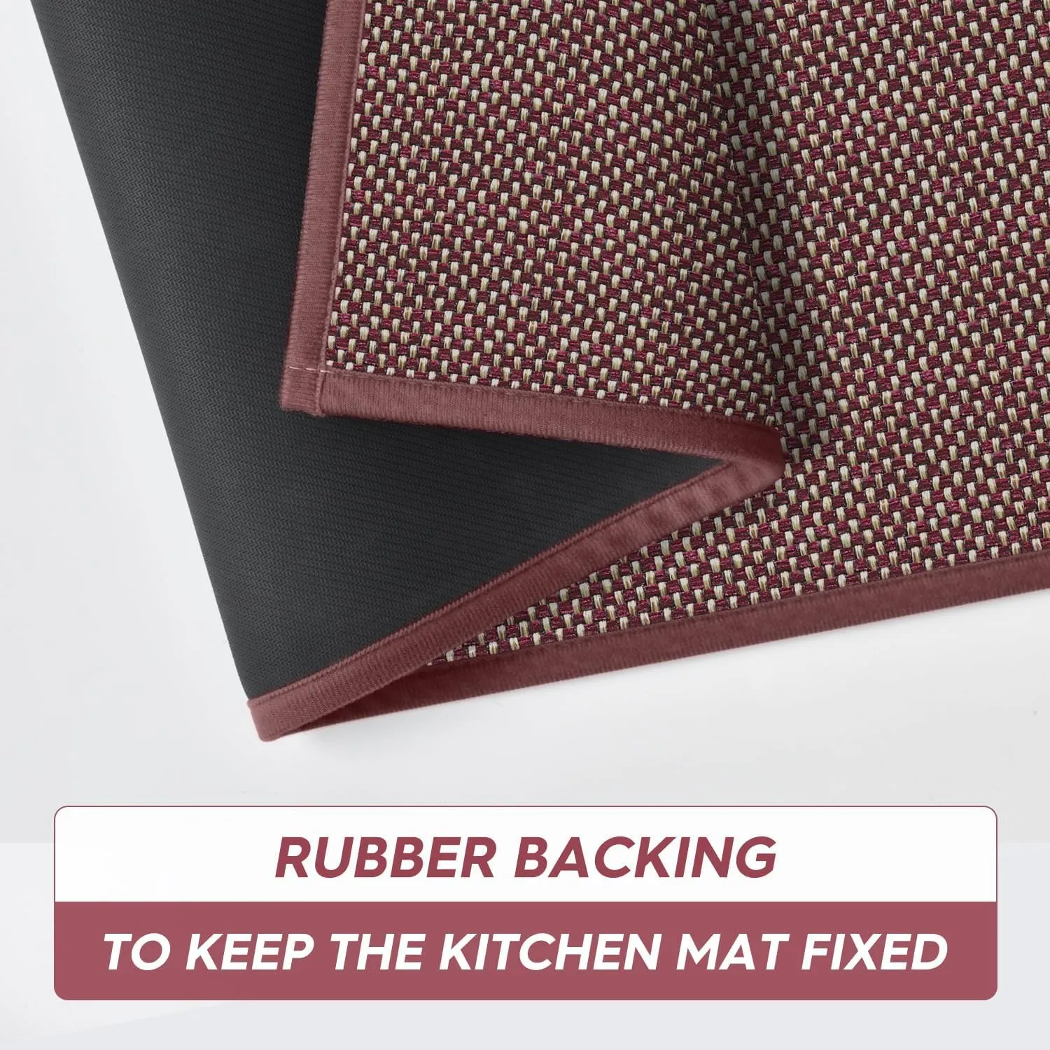Artoid Mode Washable Non Slip Red Kitchen Rugs and Mats Set of 2, Rubber Backing Absorbent Kitchen Mats for Floor Front of Sink - 17x29 and 17x47 Inch