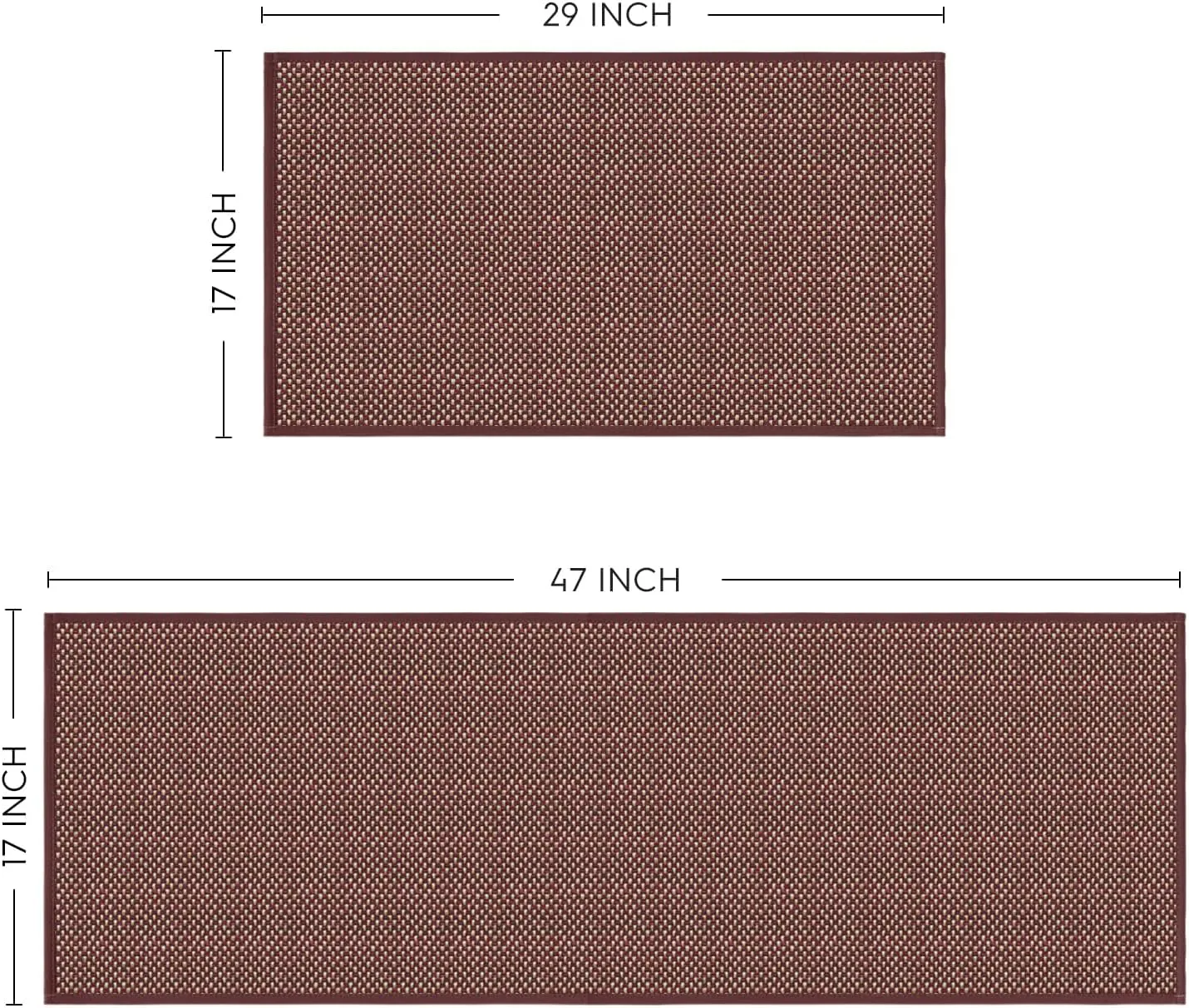 Artoid Mode Washable Non Slip Red Kitchen Rugs and Mats Set of 2, Rubber Backing Absorbent Kitchen Mats for Floor Front of Sink - 17x29 and 17x47 Inch