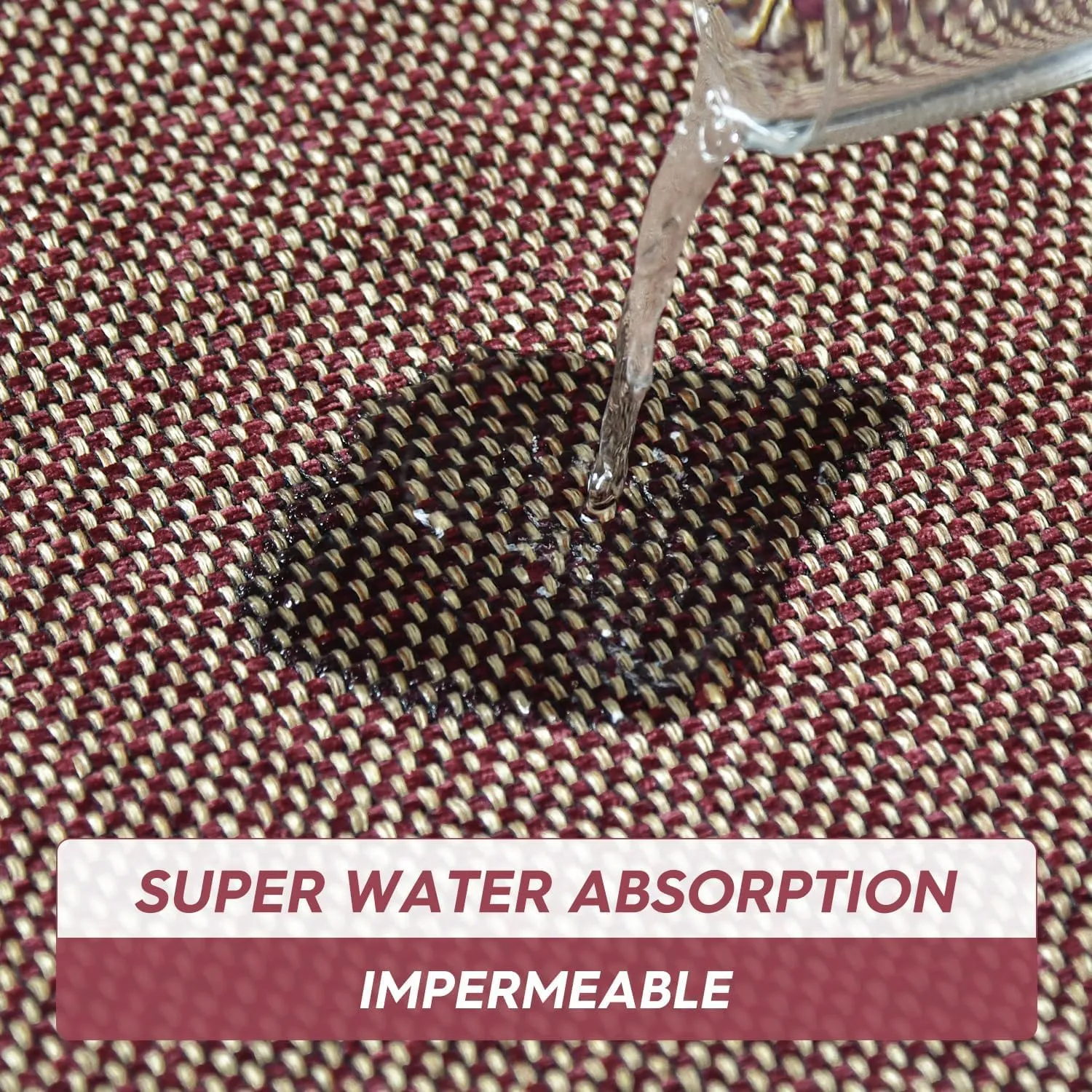 Artoid Mode Washable Non Slip Red Kitchen Rugs and Mats Set of 2, Rubber Backing Absorbent Kitchen Mats for Floor Front of Sink - 17x29 and 17x47 Inch
