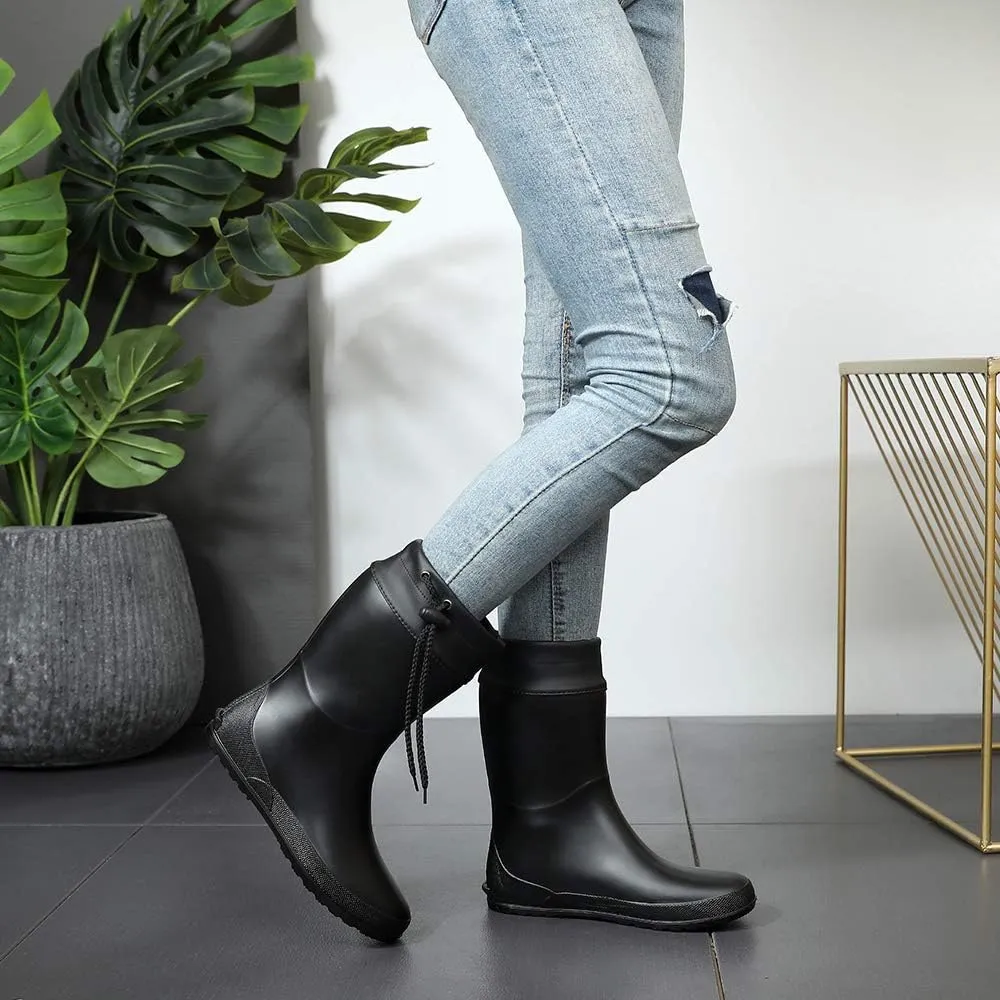 Asgard Packable Tall Rain Boots for Women Waterproof Rubber Garden Boots Ultra Lightweight Flat Mud Boots- NOT FOR WIDE CALF