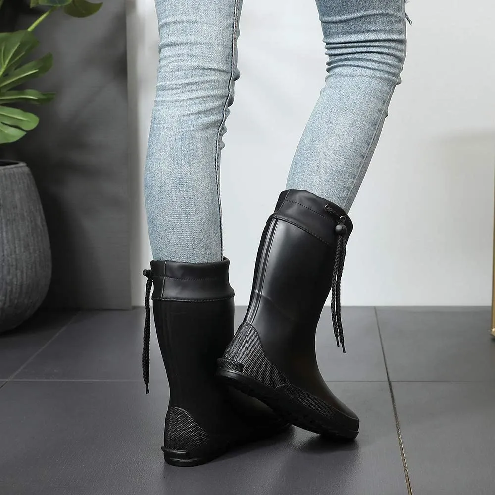 Asgard Packable Tall Rain Boots for Women Waterproof Rubber Garden Boots Ultra Lightweight Flat Mud Boots- NOT FOR WIDE CALF