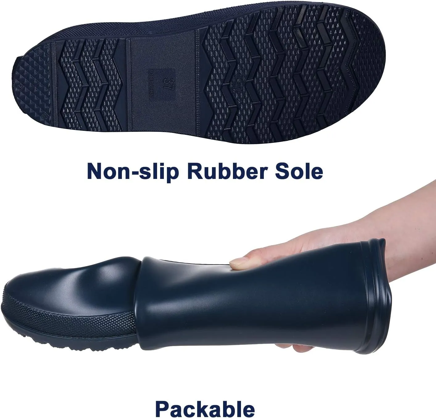 Asgard Packable Tall Rain Boots for Women Waterproof Rubber Garden Boots Ultra Lightweight Flat Mud Boots- NOT FOR WIDE CALF