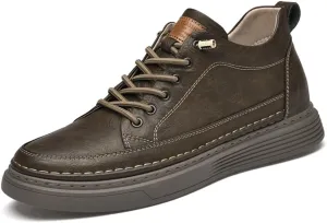 Asifn Men's Casual Shoes Invisible Height Increasing Leather Elevator Lace Up Sneakers Fashion Breathable Comfortable Lightweight