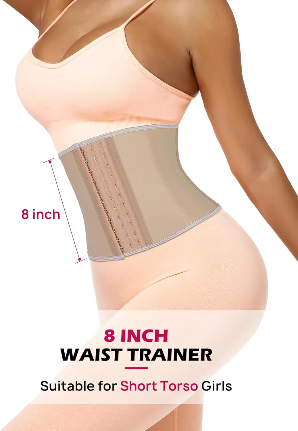 Atbuty Short Torso Waist Trainers Cincher Corset Underbust Body Shaper Latex Sport Girdle