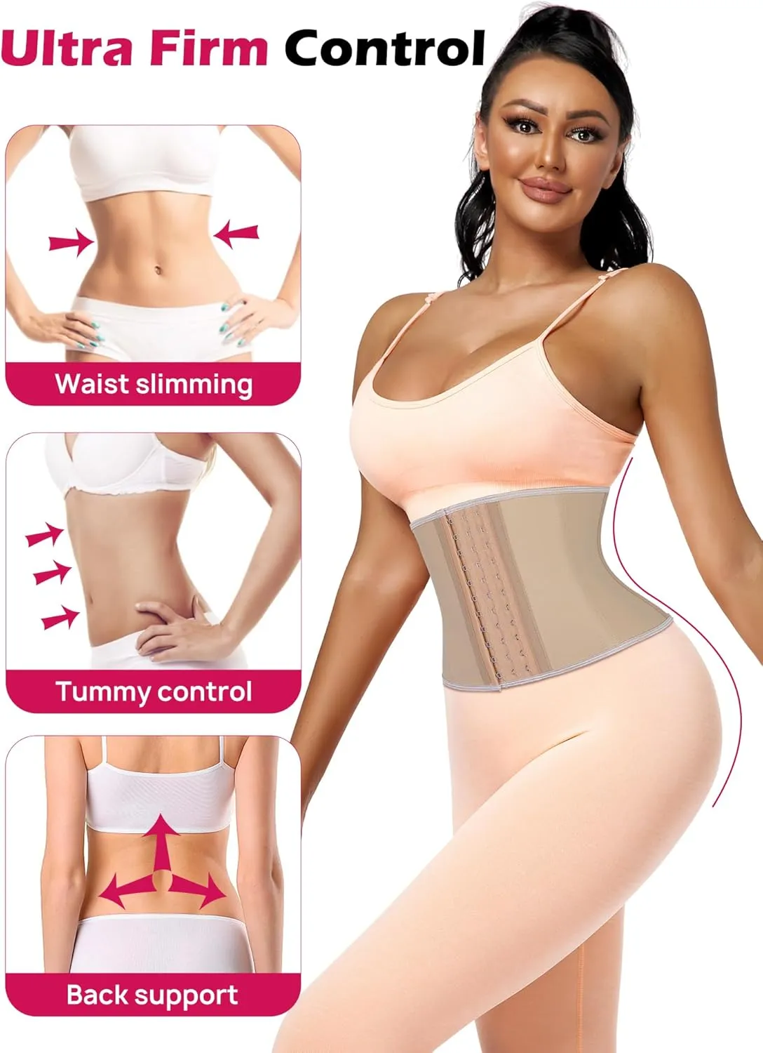 Atbuty Short Torso Waist Trainers Cincher Corset Underbust Body Shaper Latex Sport Girdle