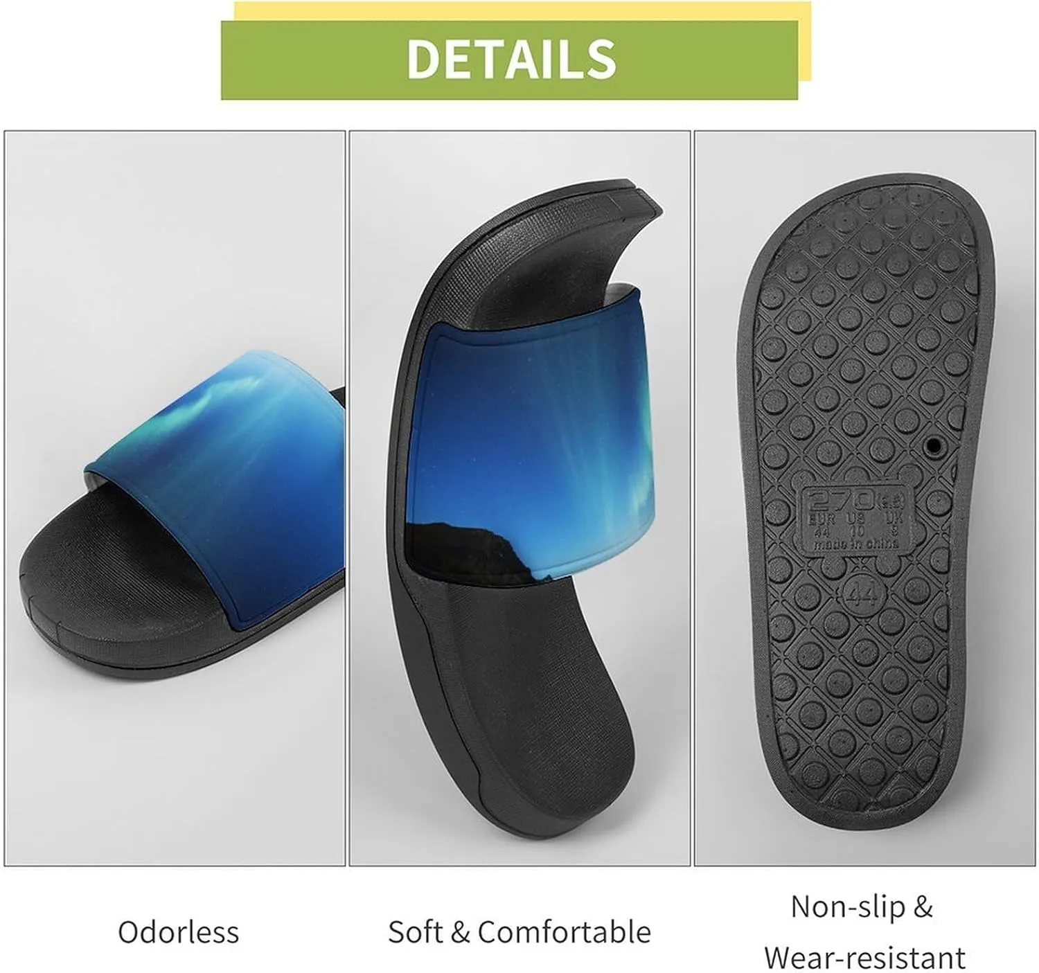 Aurora Borealis Shower Sandals Home Slippers Non-Slip Quick Drying Beach Bathroom Slipper
