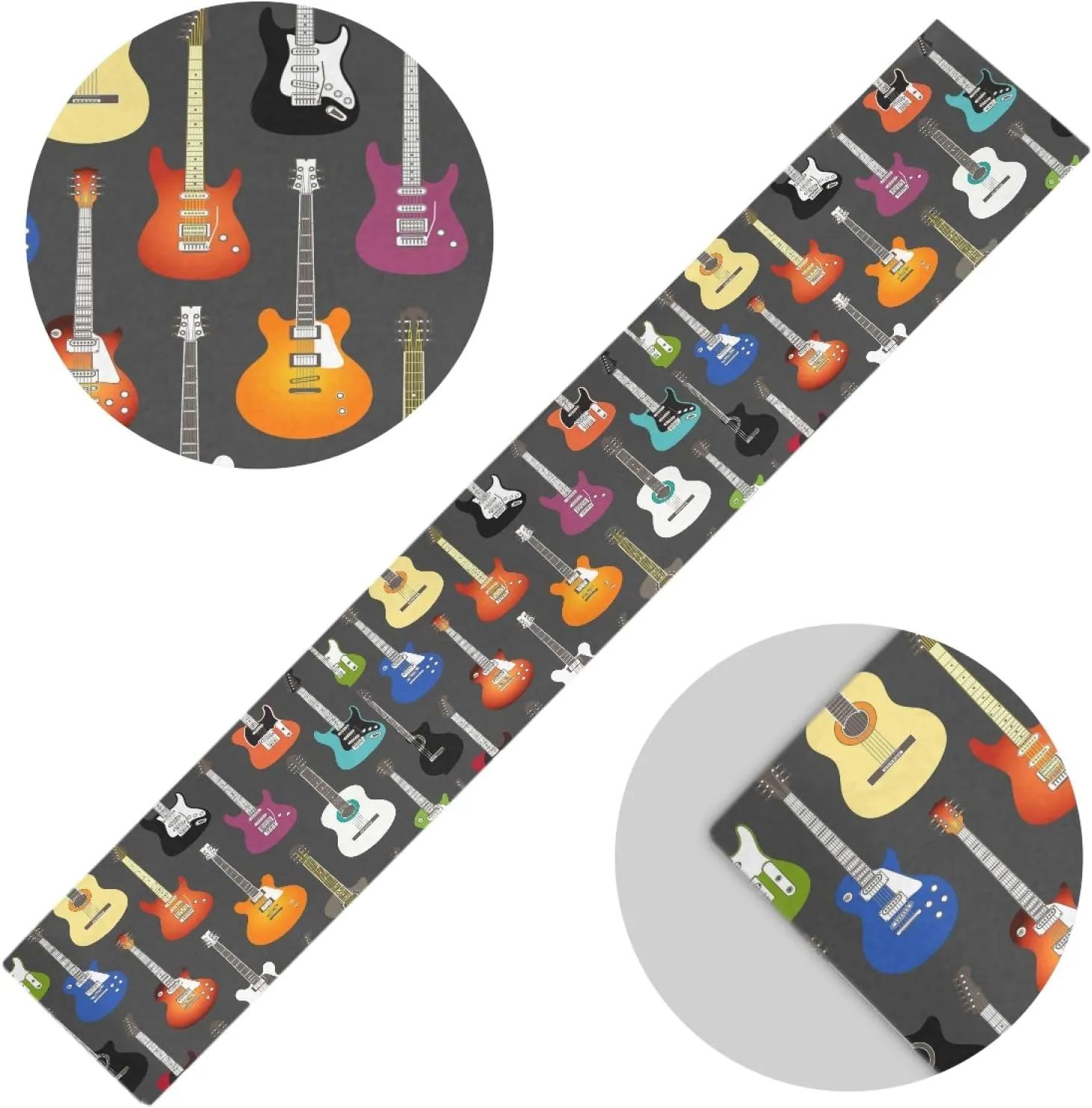 AUUXVA Table Runner Music Guitar Pattern Durable Luxury Dresser Scarf Tabletop Cloth for Wedding Dining Table Holiday Party Kitchen Home Decoration 13x70in