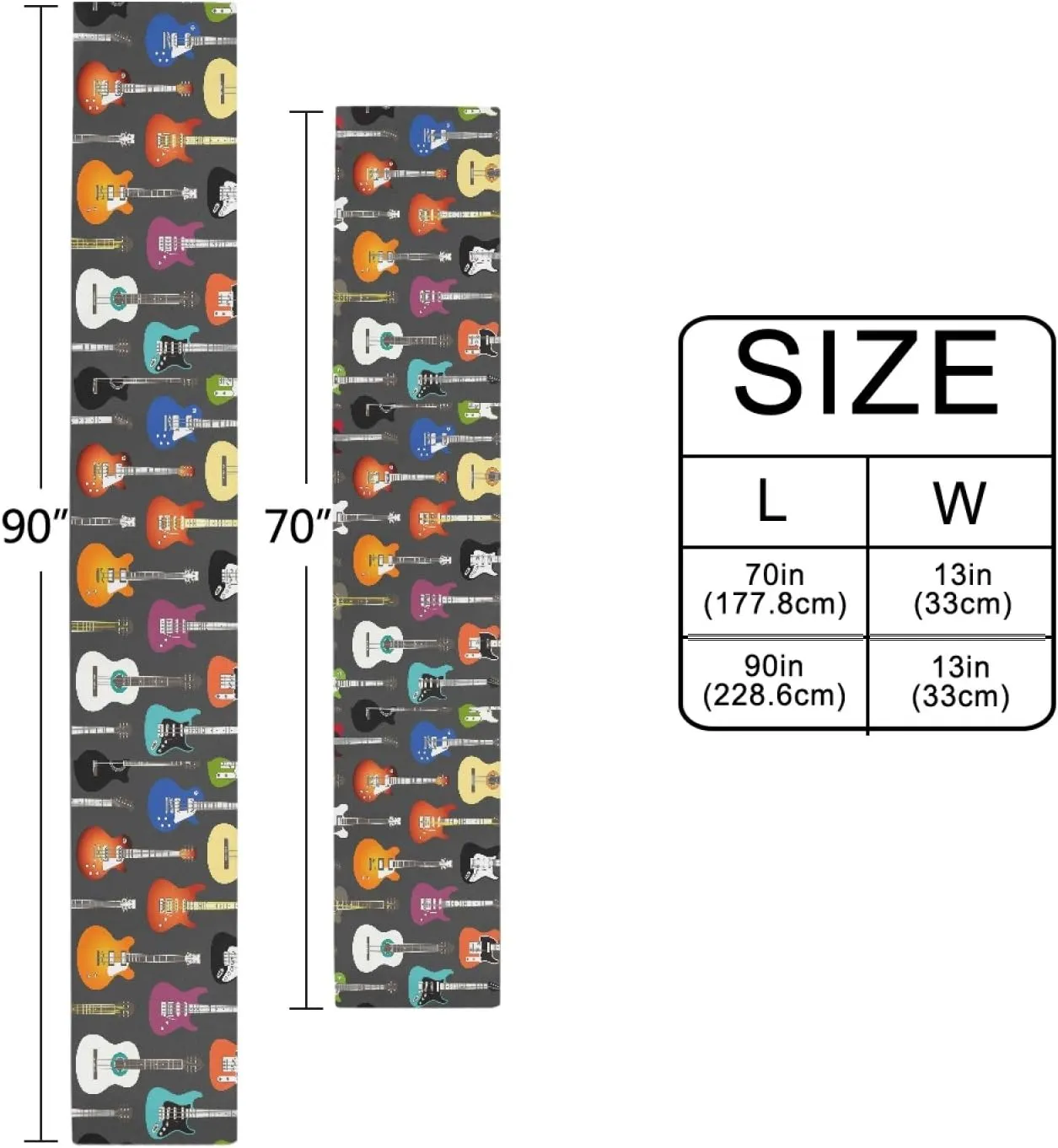 AUUXVA Table Runner Music Guitar Pattern Durable Luxury Dresser Scarf Tabletop Cloth for Wedding Dining Table Holiday Party Kitchen Home Decoration 13x70in