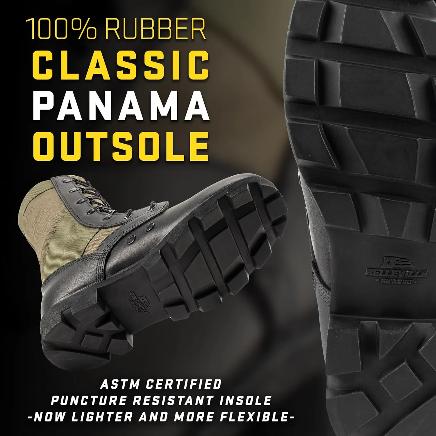 B Belleville Arm Your Feet Men's 8 Inch Canopy Jungle Boots - Highly Breathable Leather & Nylon Upper, Medial Side Drainage Vents, and Classic Panama Outsole Tread