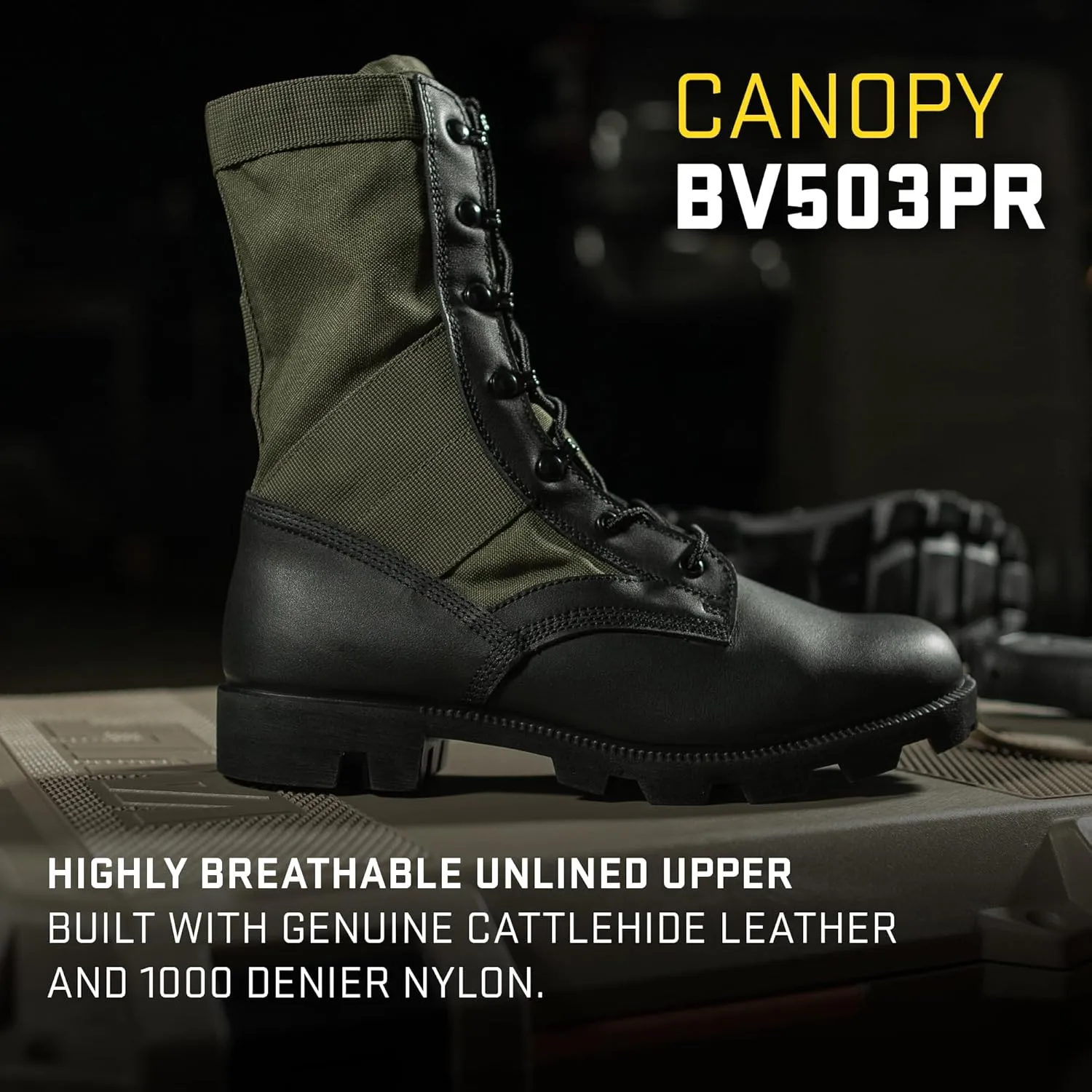 B Belleville Arm Your Feet Men's 8 Inch Canopy Jungle Boots - Highly Breathable Leather & Nylon Upper, Medial Side Drainage Vents, and Classic Panama Outsole Tread