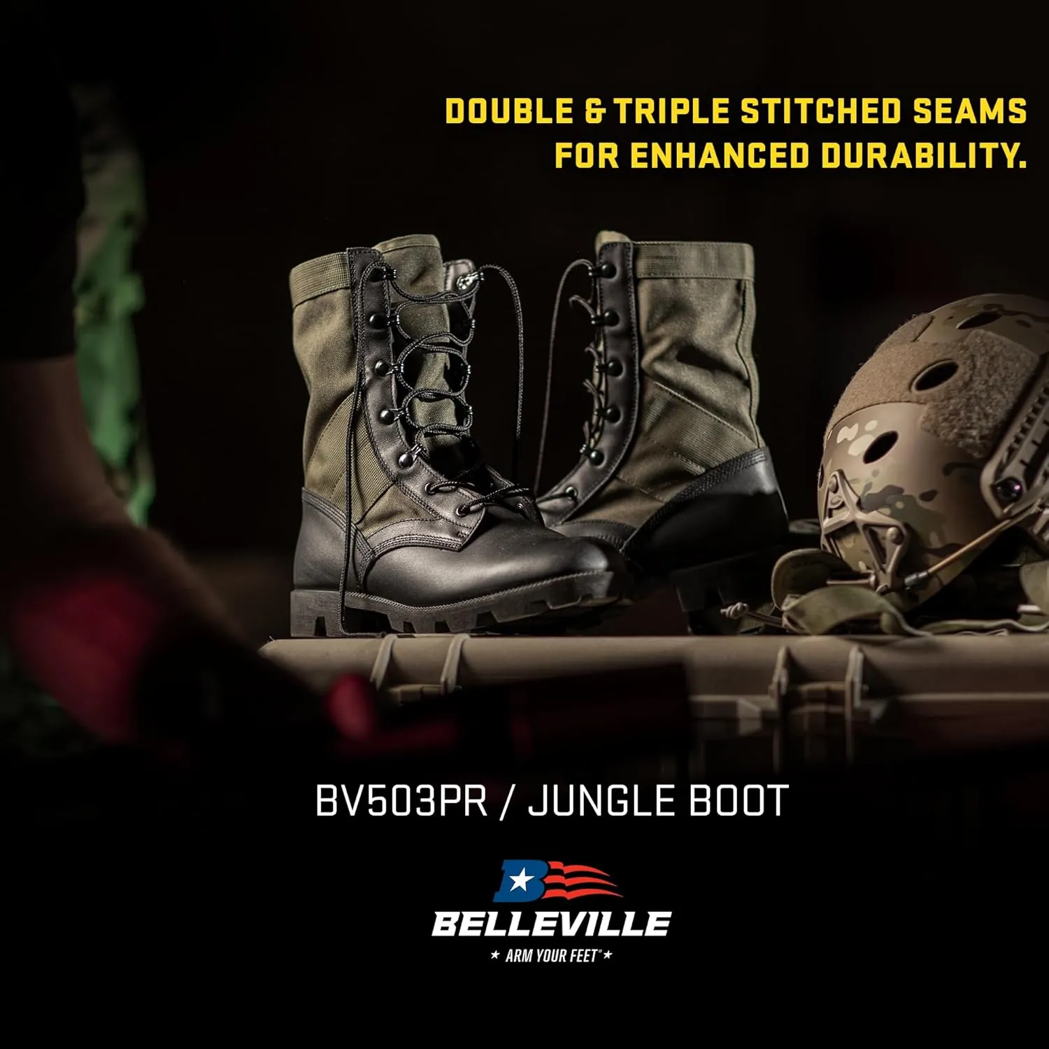 B Belleville Arm Your Feet Men's 8 Inch Canopy Jungle Boots - Highly Breathable Leather & Nylon Upper, Medial Side Drainage Vents, and Classic Panama Outsole Tread
