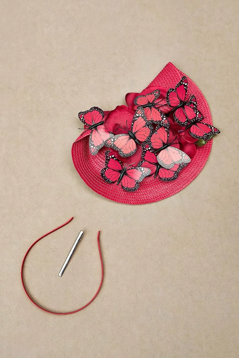 BABEYOND Tea Party Fascinator Hat for Women Kentucky Headwear Derby Wide Brim Butterfly Church Hat for Cocktail Wedding