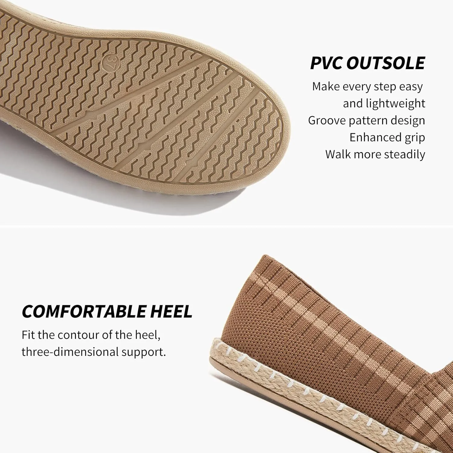 BABUDOG Womens Espadrilles Breathable Flats Shoes Mesh Slip on Loafers Soft White Flats
