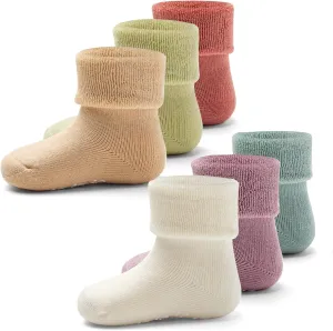 Baby Non Slip Warm Socks Baby Boys Thick Winter Socks with Grips for Baby Girls Non Skid Socks 6 Pack