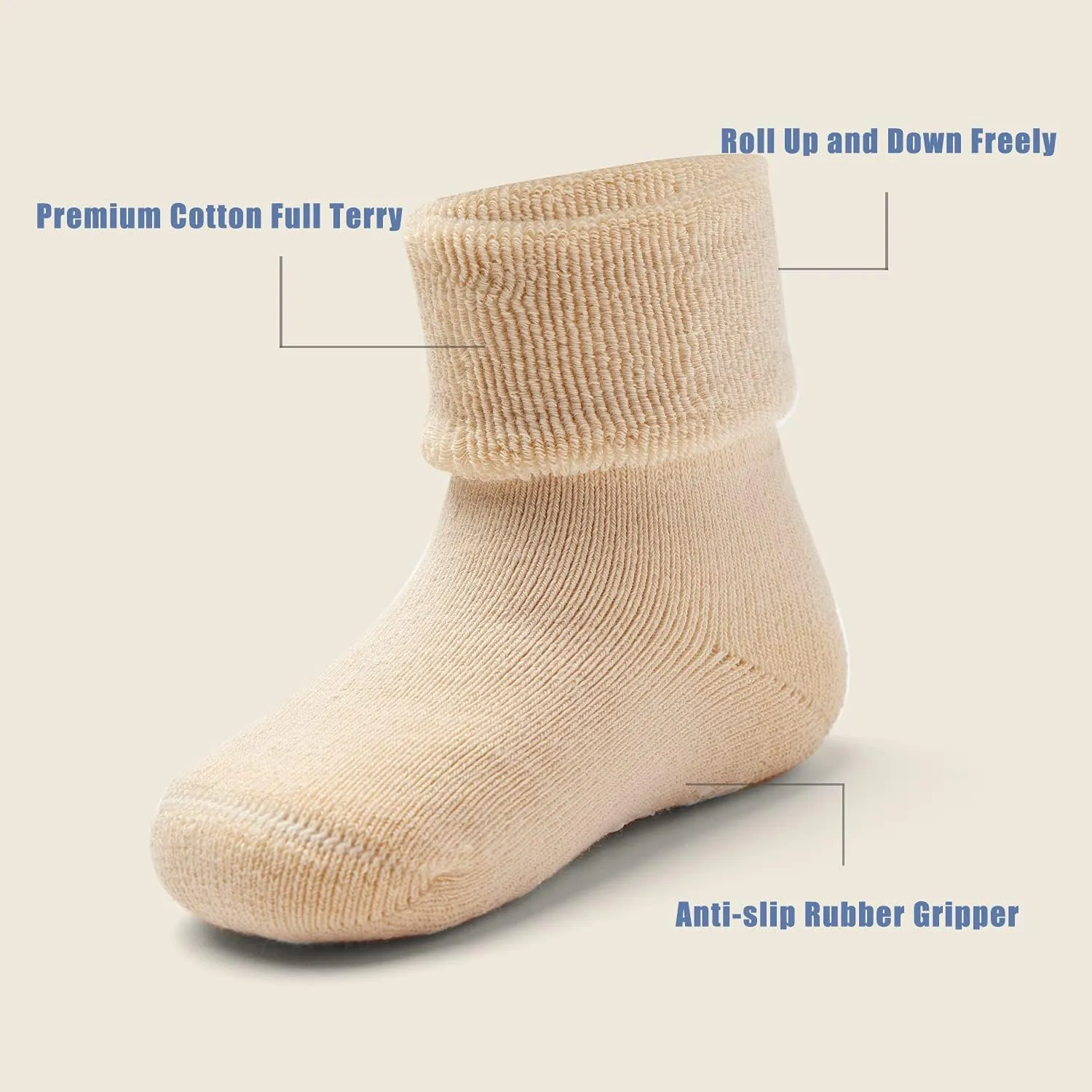 Baby Non Slip Warm Socks Baby Boys Thick Winter Socks with Grips for Baby Girls Non Skid Socks 6 Pack