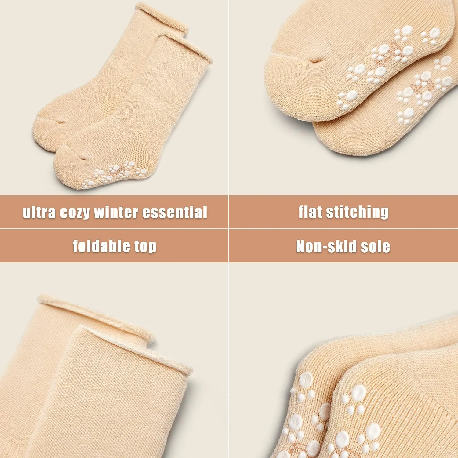 Baby Non Slip Warm Socks Baby Boys Thick Winter Socks with Grips for Baby Girls Non Skid Socks 6 Pack