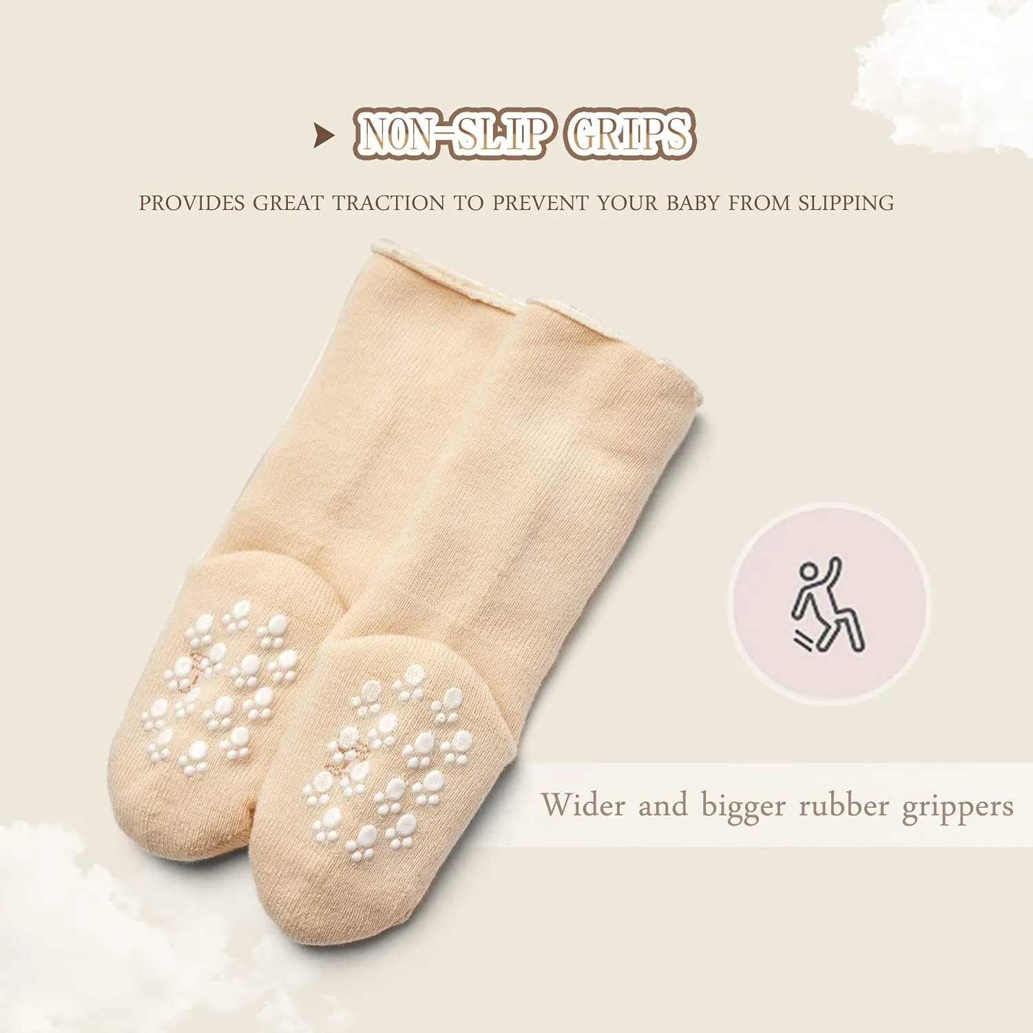 Baby Non Slip Warm Socks Baby Boys Thick Winter Socks with Grips for Baby Girls Non Skid Socks 6 Pack