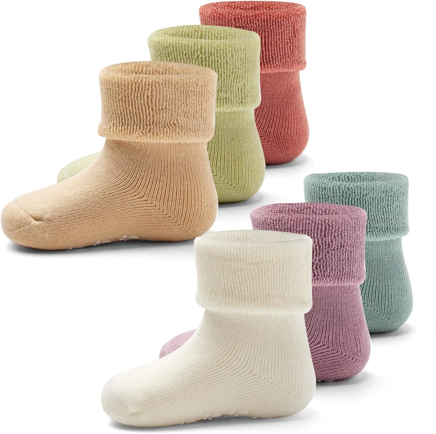 Baby Non Slip Warm Socks Baby Boys Thick Winter Socks with Grips for Baby Girls Non Skid Socks 6 Pack