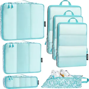 Bagail Ultralight Compression Cubes 7 Set - 3 Packing Cubes, 3 Organizers, and 1 Shoe Bag
