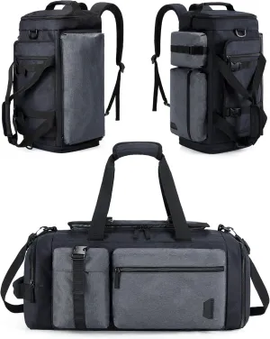BAGSMART Gym Bag for Men, Sports Duffel Bags for Traveling, Weekender Overnight Bag with Shoe Laptop Compartment, Carry on Backpack for Airplanes-Black-gray