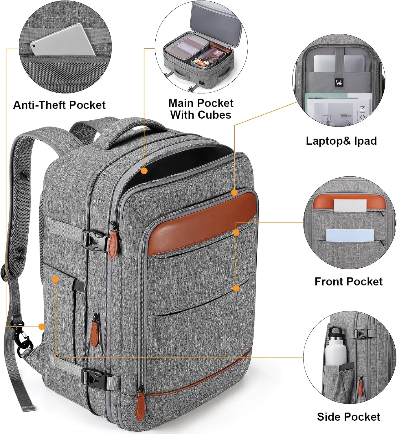 Bagsure Travel Backpack, 42L Carry on Luggage, Flight Approved Expandable Backpack, Laptop Backpack